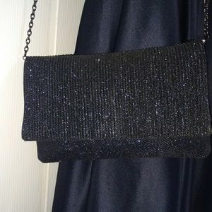 navy blue glittery formal purse